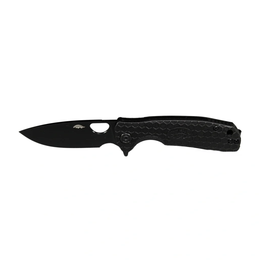 HB1511BB Honey Badger Flipper 14C Med Black w/Black Blade L/R