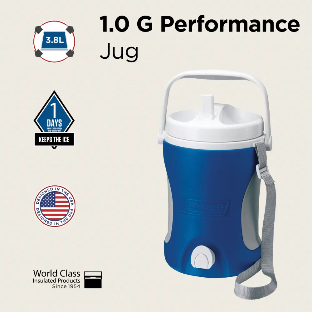 COL2000036080 Coleman Cooler Jug Performance 1.0GAL Blue **C**